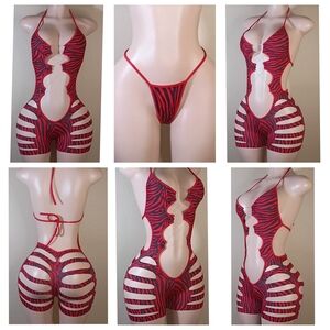 Bold Red Zebra Print Custom One Piece